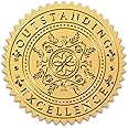 CRASPIRE 2 Inch Certificate Seals Gold Foil Outstranding Excellence 100pcs Self Adhesive Embossed Seals Gold Stickers Medal Decoration Labels for Envelopes Diplomas Certificates Awards Graduation