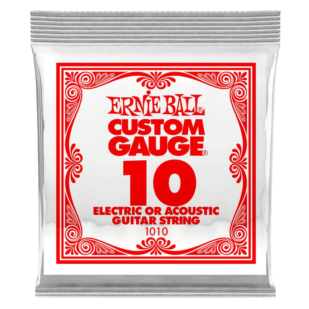 Ernie Ball GuitarStrings, 6 Pack of 0.10 Custom Light, High Carbon Steel for Acoustic and Electric Guitars