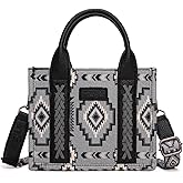Wrangler Mini Aztec Tote Bag for Women Boho Small Top Handle Purse with Adjustable Strap