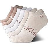 Calvin Klein Womens No Show Socks - 6 Pack Lightweight Cotton Blend Cushioned Low Cut Tab Ankle Socks for Sneakers & Loafers