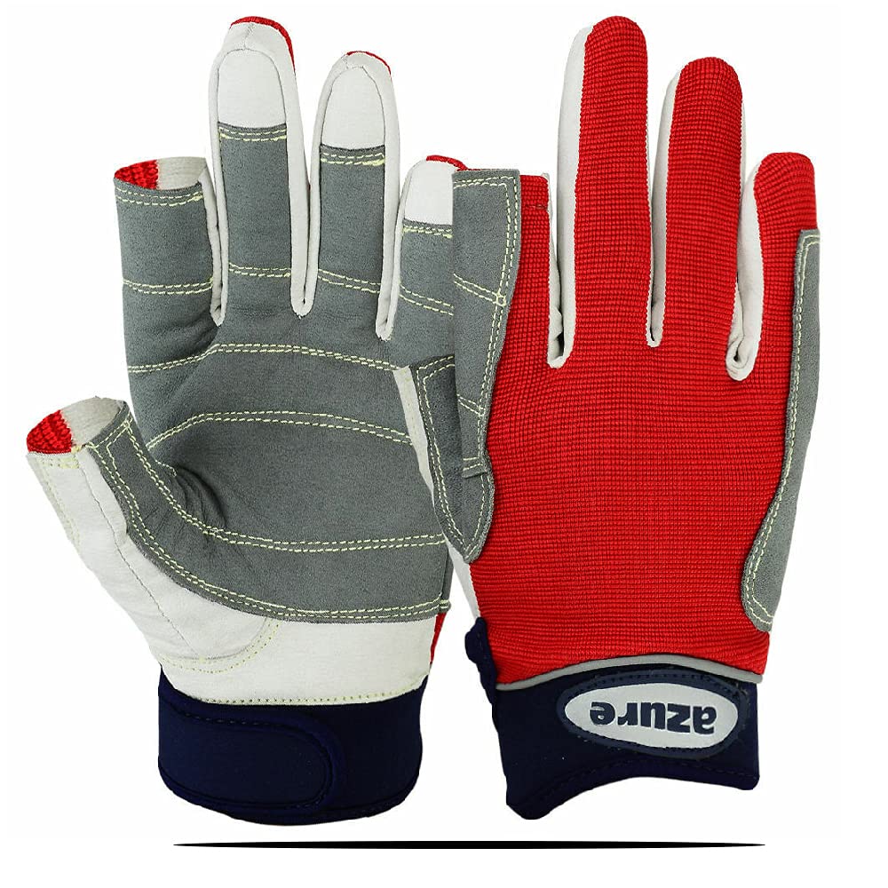 Azure sailing Gloves STOPWATCH FRIENDLY STRONG STITCHING-X Small F/F-RED