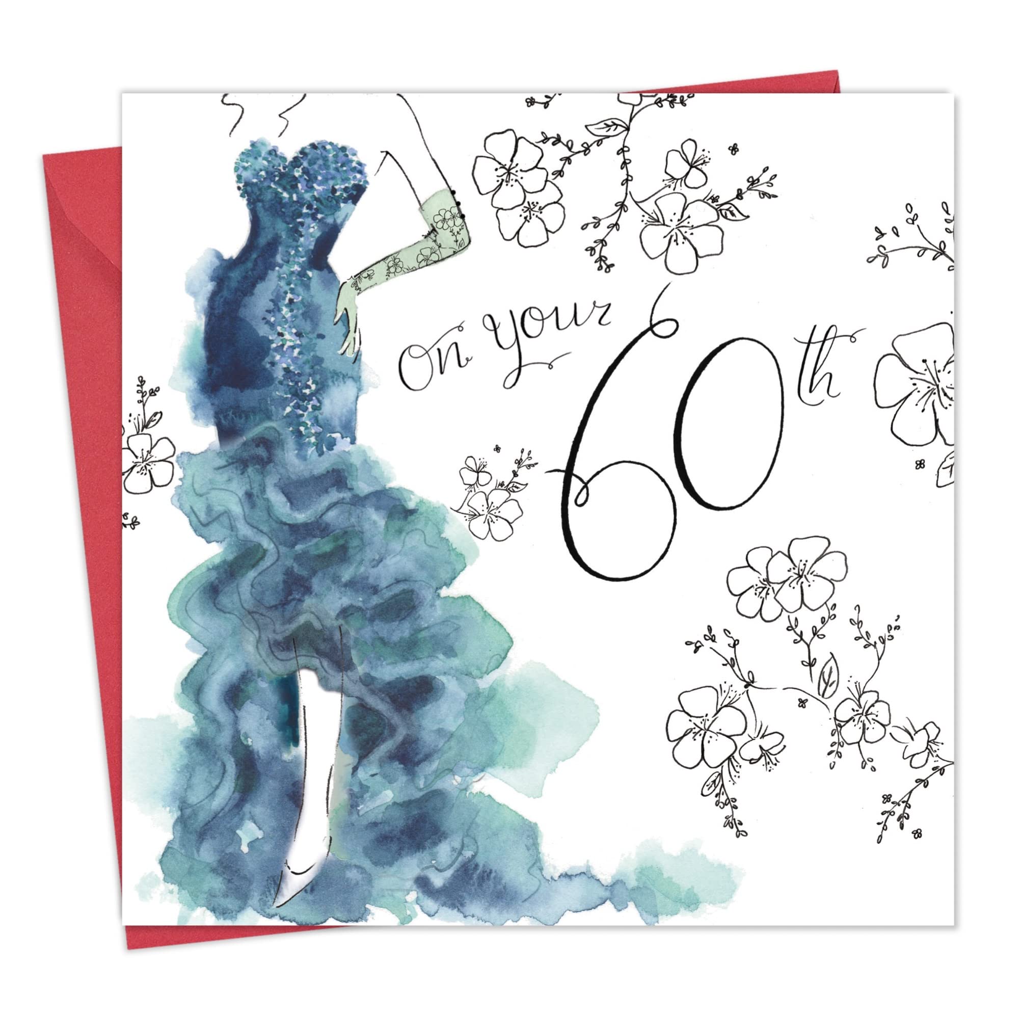 Twizler 60th Birthday Card for Her with Crystal Finish - Age 60 Year Old Female Happy Birthday Card - Womens - Ladies