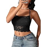 Banamic Lace Bralette for Women Camisoles Racerback Double Layered Crop Top