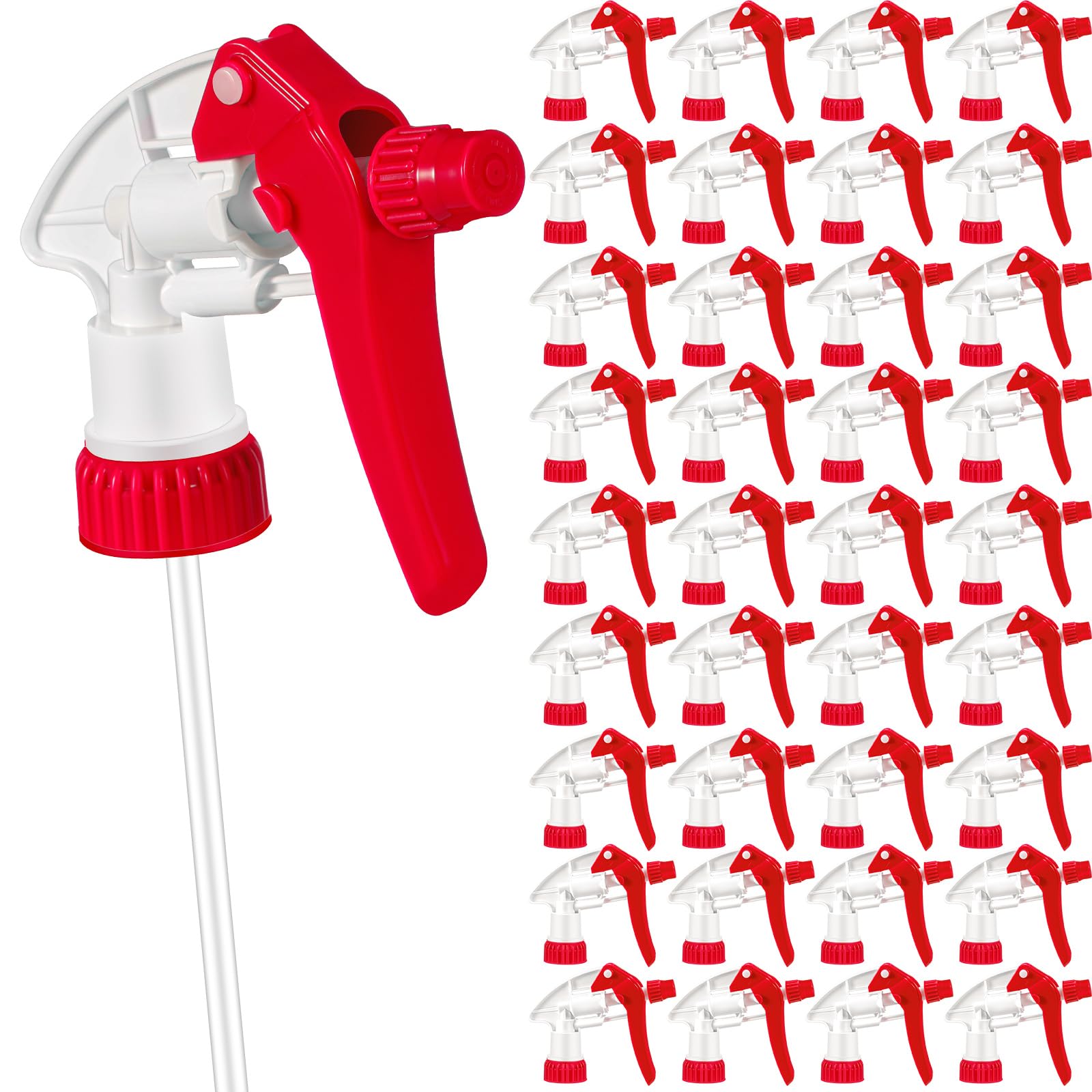 Photo 1 of Hushee 48 Pack 28-400 Replacement Trigger Spray Nozzles Only, No Bottle, Heavy Duty Bottle Sprayer for Industrial Home Use, Fit for 32 oz, 16 oz, 8 oz Plastic and Glass Bottles(Red)