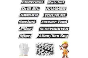 Magnetic Toolbox Labels, 12 Pack Magnetic Tool Box Labels, 3D-Printed Tool Box Label Organize Accessories, Reusable Tags for 