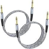 JOLGOO 1/4 Inch TRS Instrument Cable 3.3 FT 2-Pack, Quarter inch Audio Cable, 6.35 Balanced Interconnect Line for Electric Guitar, Bass, Keyboard, Mixer, Amplifier, Speaker, Electric Mandolin