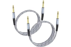 JOLGOO 1/4 Inch TRS Instrument Cable 3.3 FT 2-Pack, Quarter inch Audio Cable, 6.35 Balanced Interconnect Line for Electric Guitar, Bass, Keyboard, Mixer, Amplifier, Speaker, Electric Mandolin