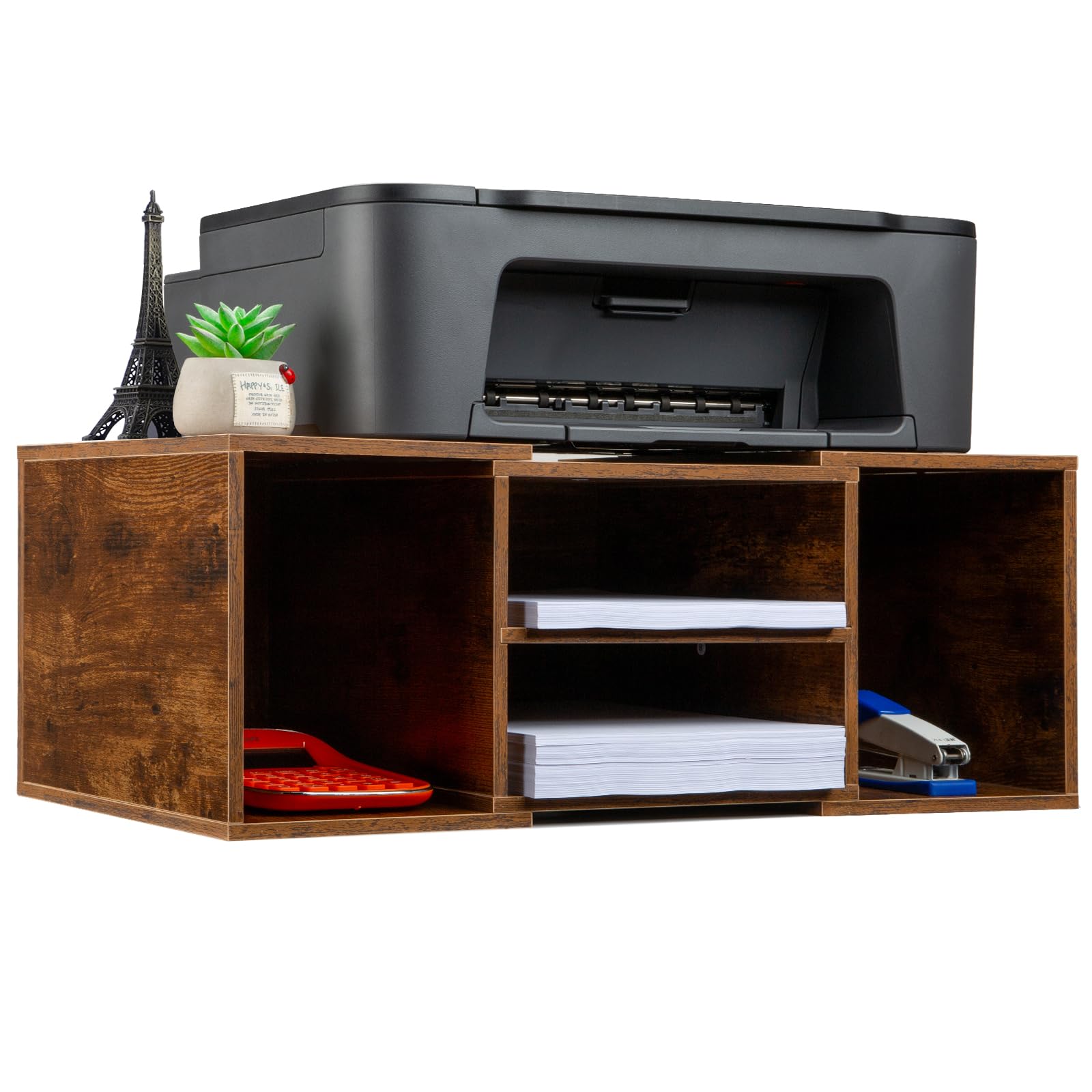 Photo 1 of EMERIT Large Printer Stand, Adjustable Printer Table with Storage, 2-Tier Printer Riser Desktop Paper Organizer Shelf for Home Office,23'' x12.3'' x 8.7'' (Wood)