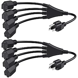 Cable Matters 2-Pack 4 Outlet Power Splitter Cord
