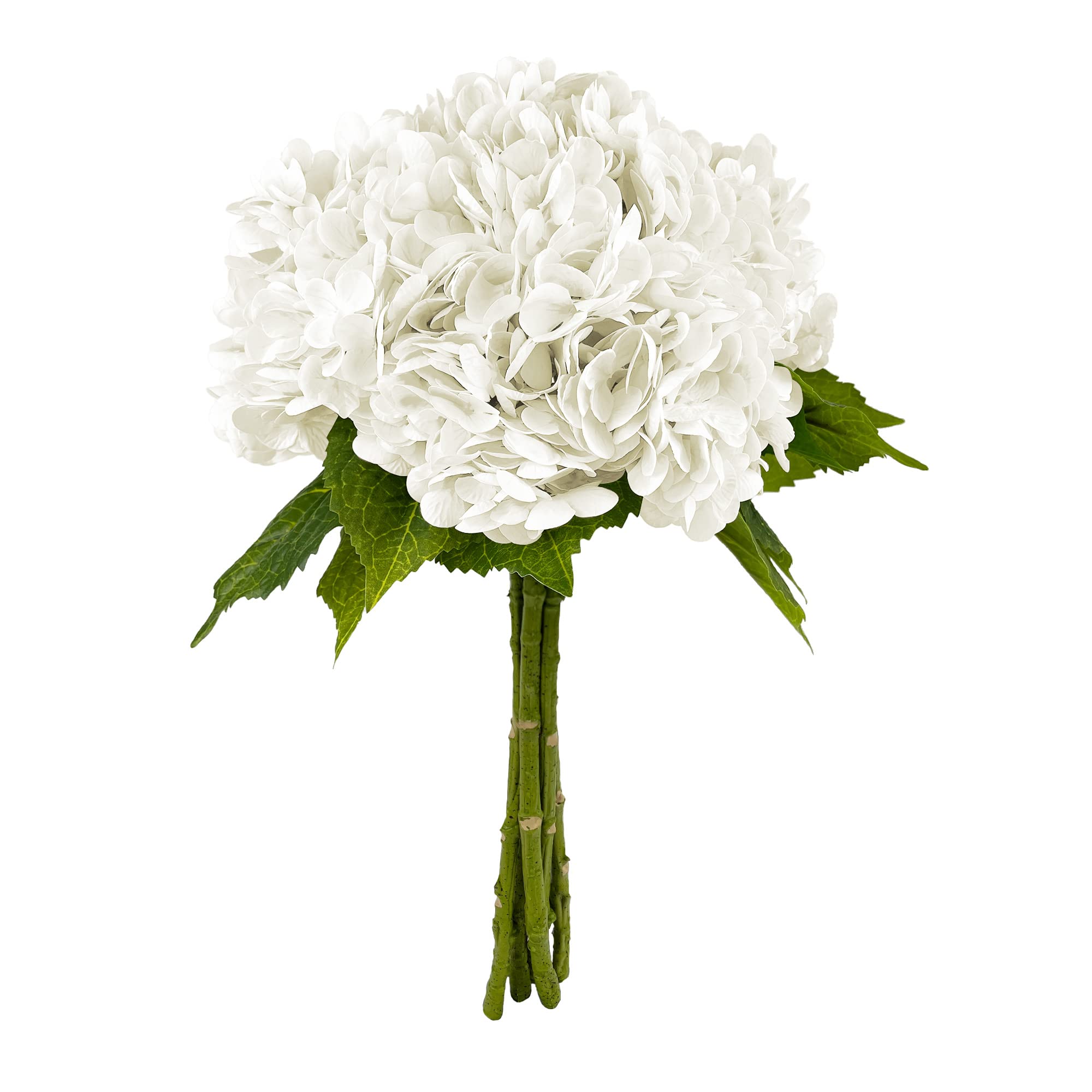 Photo 1 of Yatim 21In White Artificial Hydrangea Flowers 5 Pcs Real Touch 3D Print Latex Flowers for Wedding Centerpieces Bouquets DIY Floral Decor Home Decoration with Stems