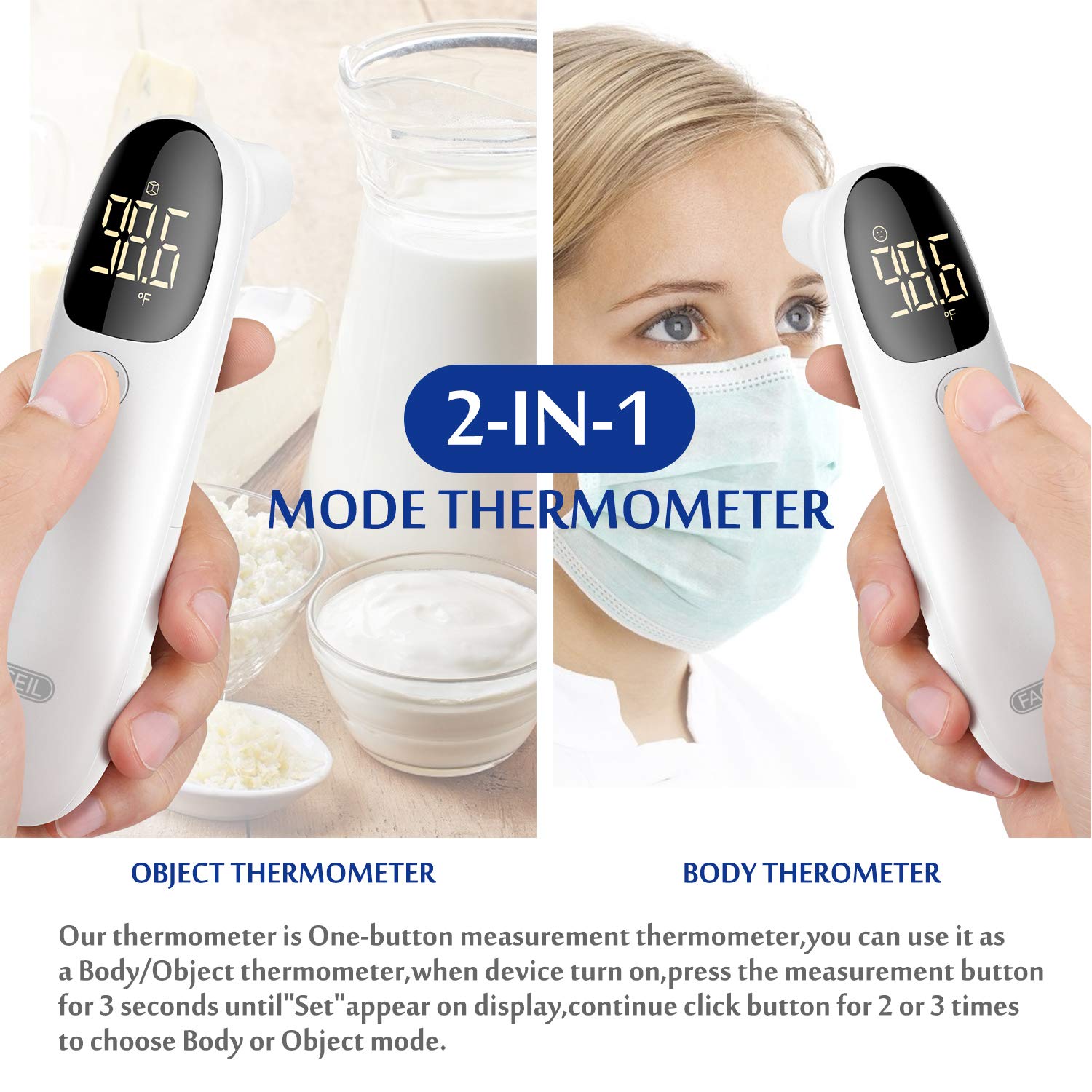 [All New 2020] Forehead Thermometer for Fever by FACEIL, Touchless Infrared Thermometer with Fever Alert and 32 Group Memory Recall, Digital Thermometer for Adults and Babies (1 Second Fast Reading): Industrial & Scientific