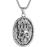 HZMAN Goth Stainless Steel Skull Necklace for Biker Men Jewelry