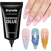 Brynelle Rhinestone Glue for Nails: Super Strong 3D Gel 30g | 30-Day Hold, Crystal Clear Non-Yellowing Medium-Viscosity UV Cured Adhesive for 1&ndash;6mm Rhinestones, Nail Art Decorations