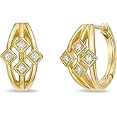 Lavari Jewelers 1/10 Carat Round Lab Grown Diamond Hoop Earrings for Women I Elegant 18k Yellow Gold Plated 925 Sterling Silver Hoops for Her I Hypoallergenic Hinged Hoop