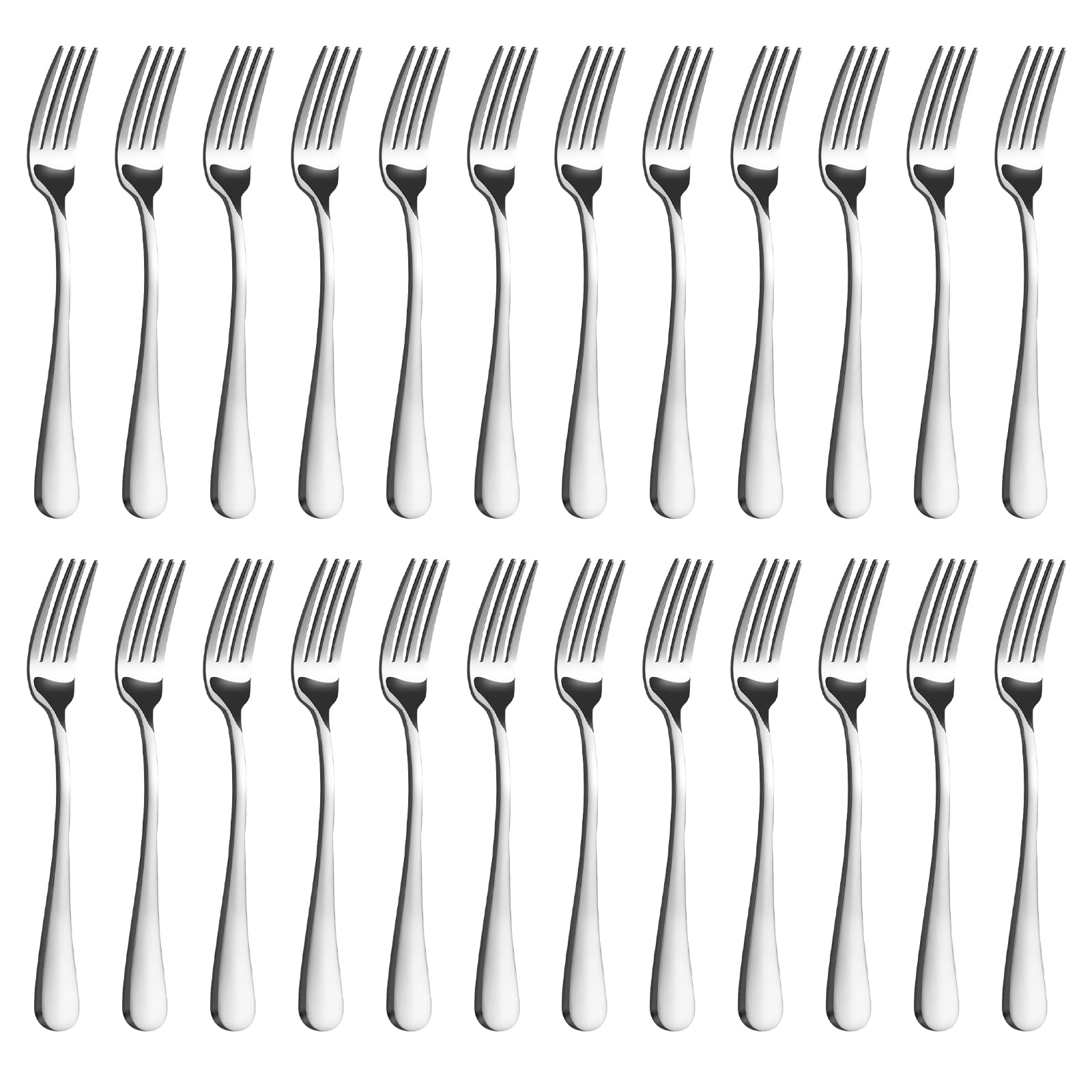 BEWOS Silver Forks 24 Pieces, Stainless Steel Forks Set, 8 Inches (20.3 Cm), Mirror Polished, Dishwasher Safe, Suitable for Household, Restaurant, Canteen
