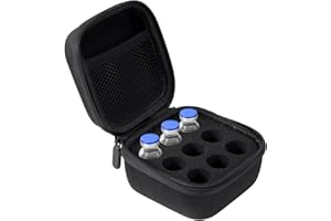 BOXOB 9 Slot Insulin Fridge Travel Storage Case, Black Secure & Compact Peptide Fridge Case Fits Standard 10ml U-100 Vials (N