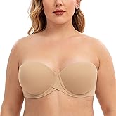 CASOLACE Push-up gewatteerde cup beugel strapless grote maten bh's voor dames Zwart 70D CASOLACE Push-up gewatteerde cup beugel strapless grote maten bh's voor dames Zwart 70D