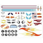 OCQOTAT 3 Pcs Derby Car Sticker Set, Racing Numbers Flags Lights Stripes | Peel &amp; Stick Car Stickers for Derby Cars, Cool Decorations &amp; Accessories; 8x6.3"; waterproof; laminated; 3 sheets