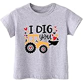Happy Valentine's Day Shirts for Toddler Boys Girls, Unisex Dinos Excavator I Dig Love Soft Cotton Short Sleeve Tee 2-6T