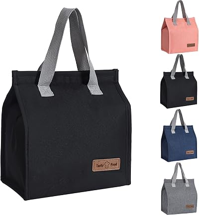 Yikki Insulated Lunch Bag for Men Women Kids - Leakproof Thermal Tote Black