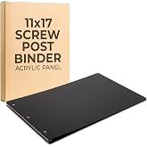 11x17 Binder, Acrylic Fixed 3-Post Landscape Document Organizer. Elegant Black Portfolio Art Binder for Artwork Storage, Display Tattoo Book, Business Presentations, and Tabloid Size Organization