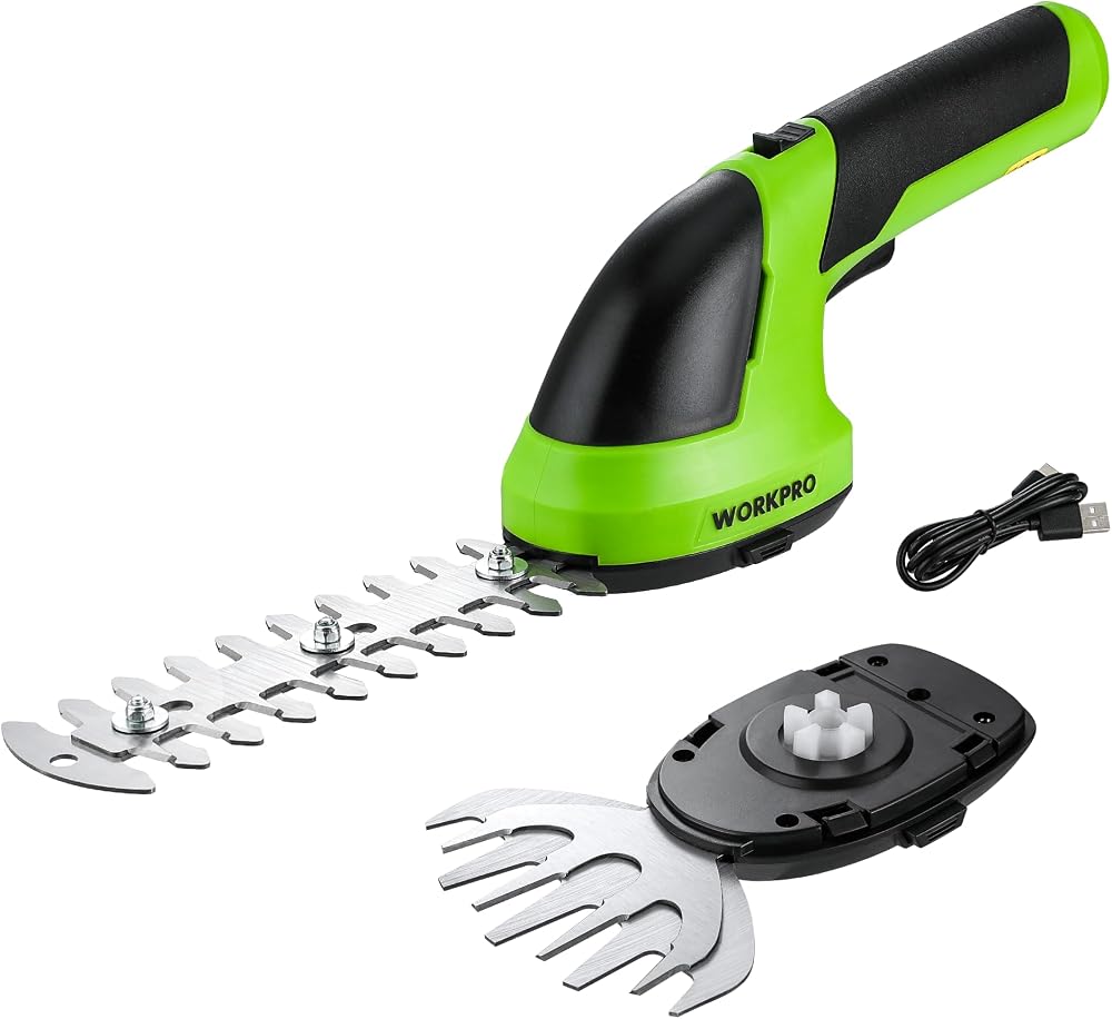WORKPRO 2 in 1 Cordless Hedge Trimmer Grass Shear 7.2V 2000mAh Battery