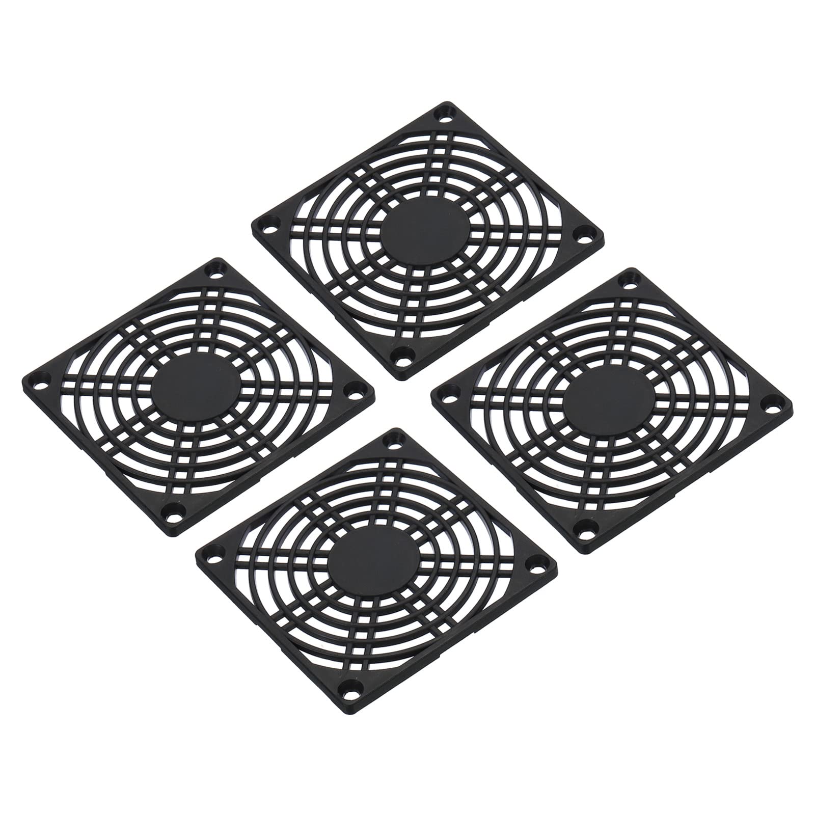 PATIKIL 80mm Fan Filter, 4 Pack ABS Plastic Ventilator Grill Protector Guard for 80X80mm Fan Protective Cover DIY, Black
