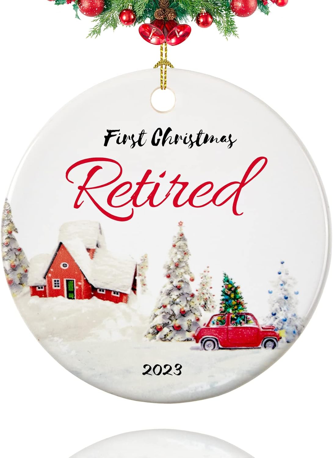 Ornaments - Retirement Ornament 2023, First Christmas Retired Ornament 2023, Retirement Gifts for Women,Coworker,Teacher,Nurse, 2.9