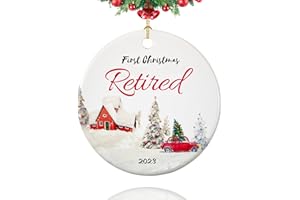 ZCAIGOO HOME Retirement Ornament 2023, First Christmas Retired Ornament 2023, Retirement Gifts for Women,Coworker,Teacher,Nurse, 2.9" Ceramic Retirement Christmas Ornament 2023