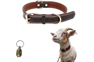 Cwyza Genuine Leather Goat Collar with Bell – Exquisite Hollow Bell, Adjustable & Durable for Pet Goats and Sheep,Alpacas,Deer (Brown, S-18 (Neck Fits 11"-15"))