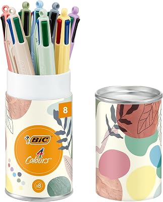4 Colours Mineral & Pastell Kugelschreiber mit mittlerer Spitze (1,00 mm) – verschiedene Schäfte in Mineral- und Pastelltönen, Pack à 8