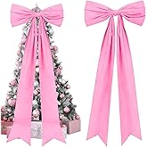 Extra Large Christmas Bows for Tree - 20 x 78 Inches Giant Bows Christmas Tree Topper Decorations Big Velvet Bow for Xmas Tree Wall Backdrop Holiday Party Decor (Pink)