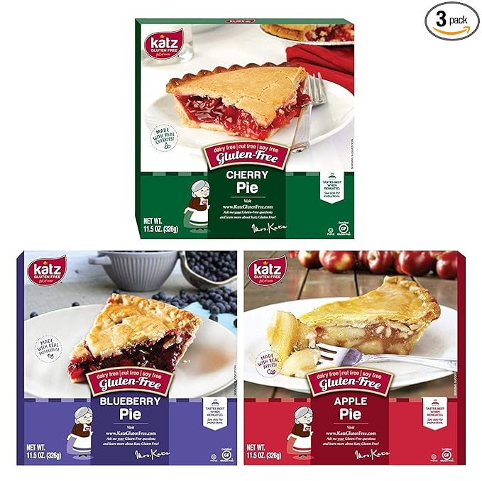 Katz Gluten Free Personal Pie Variety Pack | 1 Apple, 1 Blueberry, 1 Cherry | Dairy Free, Nut Free, Soy Free, Gluten Free | Kosher (1 Pack of each)