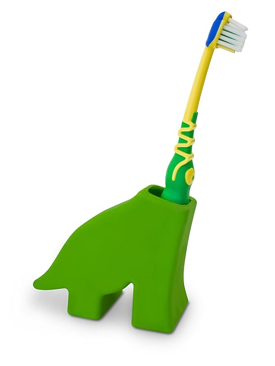 Animal Toothbrush Holder (Diego the Dinosaur, Green) Toothbrush Holder for Kids Bathroom