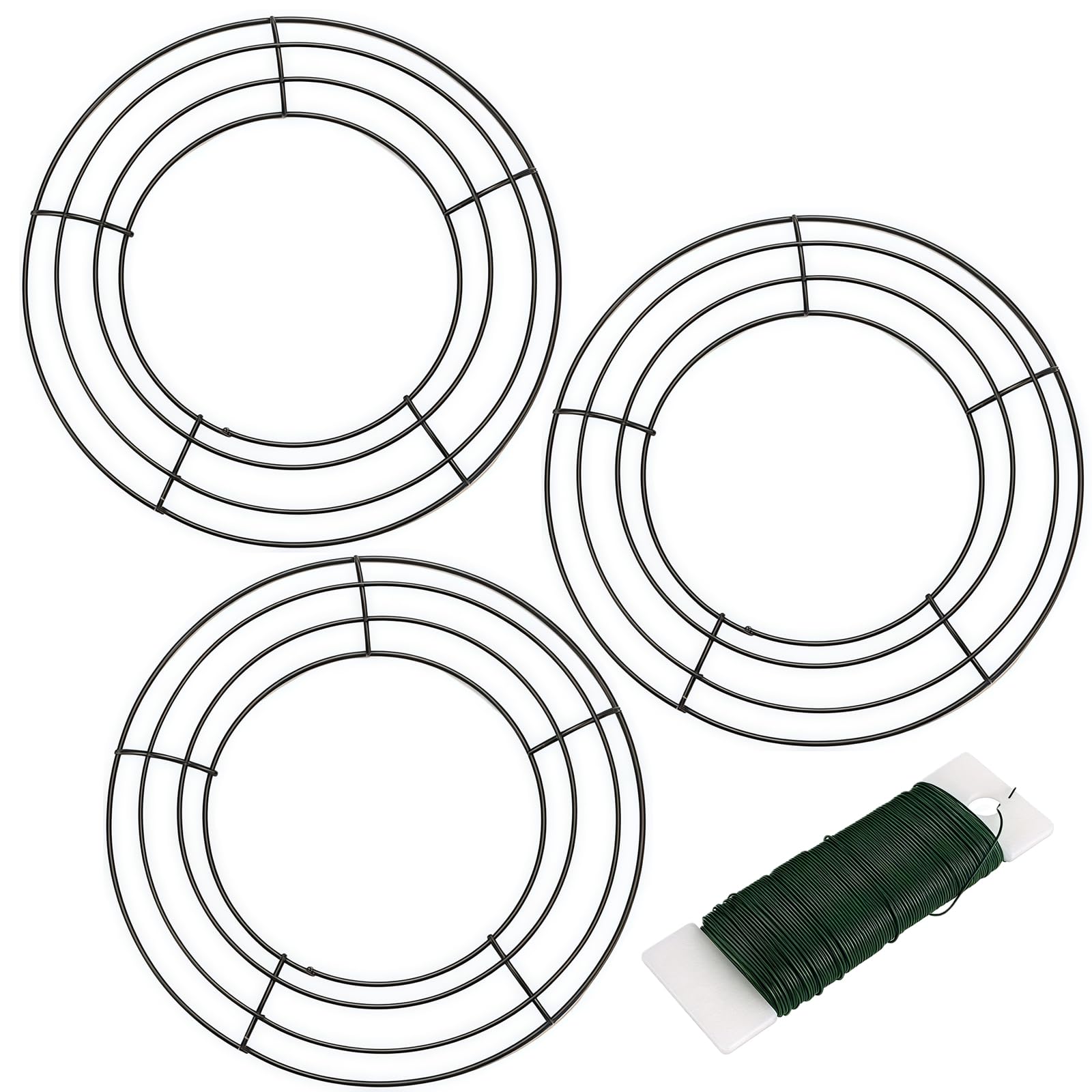 3 Pack Green Christmas Wire Wreath Rings 8inch Metal Wreath Frame,20cm Large Round Wire Wreath Frame for Christmas Wreath Making Rings Base,Wedding Garland Ring,Garden, Home Supplies DIY Crafts