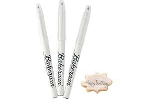 Bakerpan Food Coloring Markers, Fine Tip Edible Markers for Cookie Decorating, Edible Black Ink Pen - Set of 3 (Made in USA)