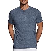 COOFANDY Men's Henley Shirts Short Sleeve Casual Basic Tee Summer Button Henley Soild T Shirts