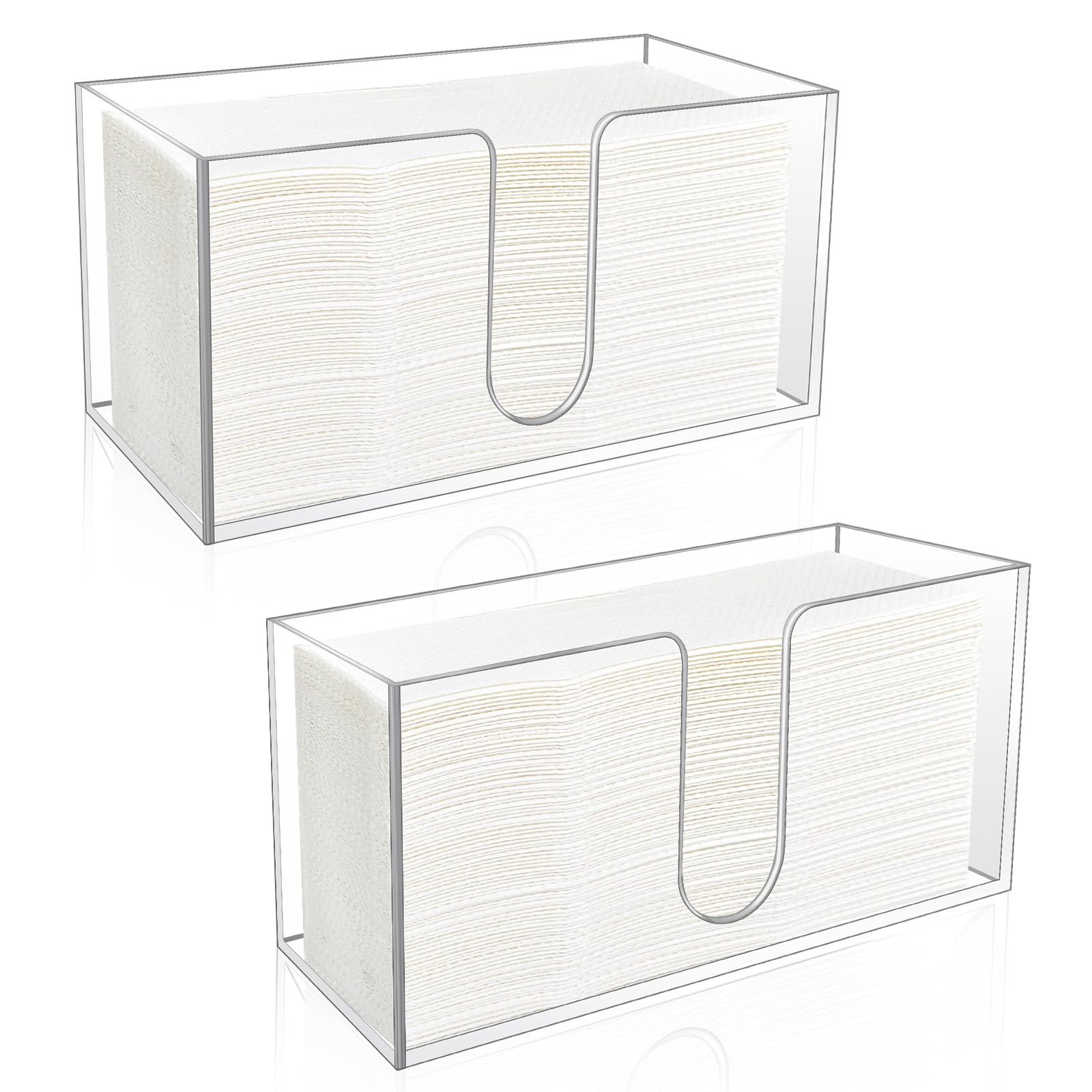Photo 1 of 2 Pack Acrylic Paper Towel Holder, Countertop Napkin Dispenser for C-Fold, Multi-Fold & Trifold Paper Towels, 5mm Transparent Acrylic for Kitchen, Bathroom & Restaurant (2)
