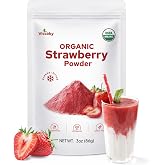 Organic Strawberry Powder, Freeze-Dried Strawberry Powder, No Added Sugar, Made from Real Strawberries, for Smoothies, Baking