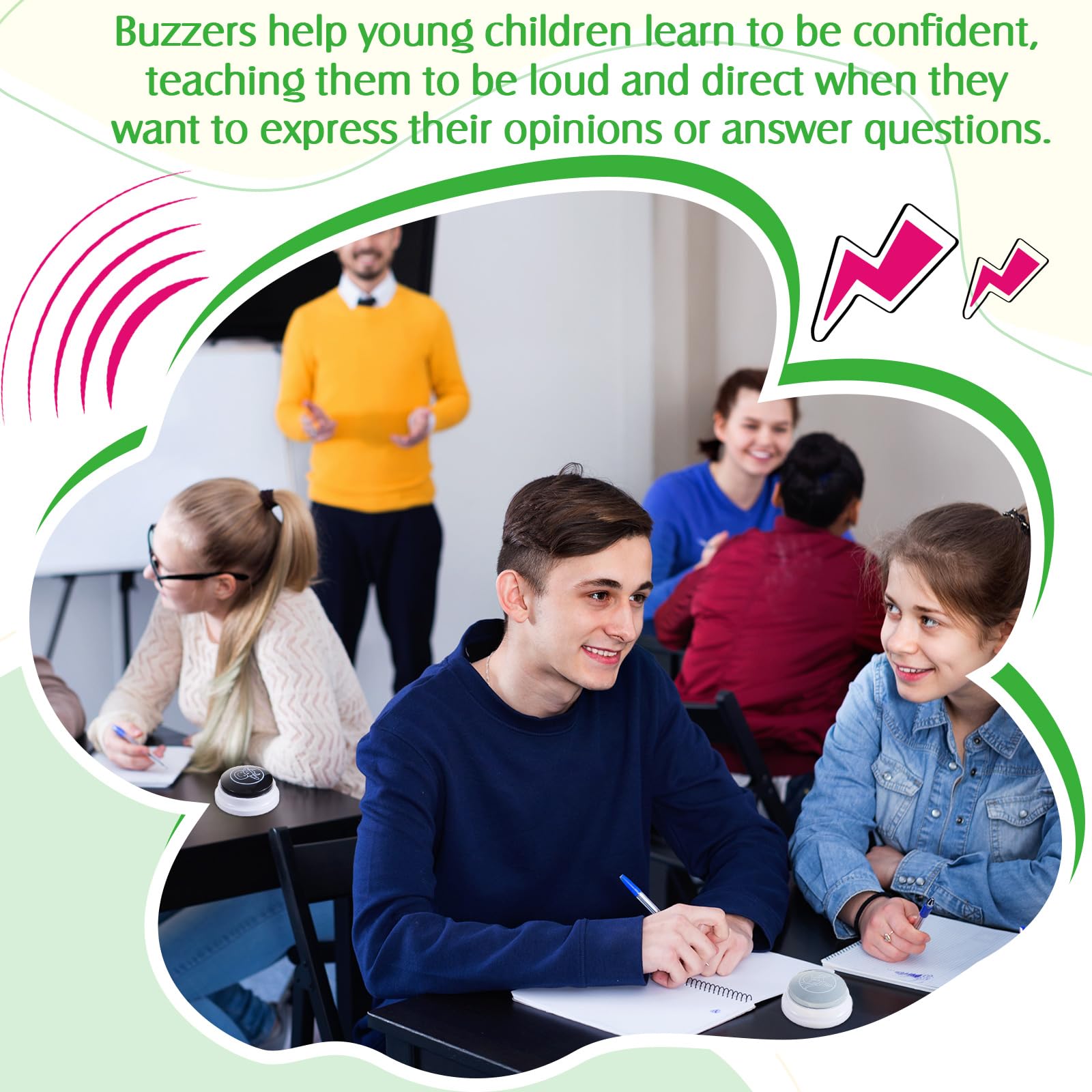 Syhood 8 Pcs Animal Sounds Buzzer for Trivia Games, Answer Buzzers for Classroom, Feud Jeopardy Buzzer Button with Lights and Sounds for Classroom Party Teacher Game Show(Classic Style)