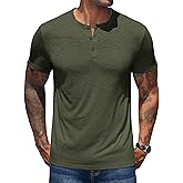 COOFANDY Men's Henley Shirts Short Sleeve Casual Basic Henley Tee Summer Button Lightweight Stretch T Shirts