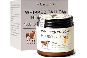 Starwise Whipped Beef Tallow for Skin, Natural Unscented Tallow Face Moisturizer Cream for Dry Skin, Deeply Nourishing for Fa