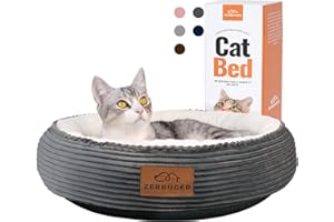 Zerbuger Cat Beds for Indoor Cats, Round Donut Cat Bed, Dog Beds for Small Dogs, Pet Beds for Puppy and Kitty, Extra Soft & Machine Washable, 20 Inch, Dark Grey