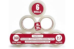 Tape King Clear Packing Tape - 60 Yards Per Roll (Pack of 6 Rolls) - Stronger & Thicker 2.7mil, Heavy Duty Adhesive Industrial Depot Tapes for Moving Packaging Shipping, Office & Storage