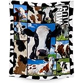 Cow Blankets and Throws, Cow Gifts for Women Girls, Soft Fluffy Fuzzy Farmhouse Blanket Country Home Decor, 40"x50" Animal Pattern Throw for Couch Sofa