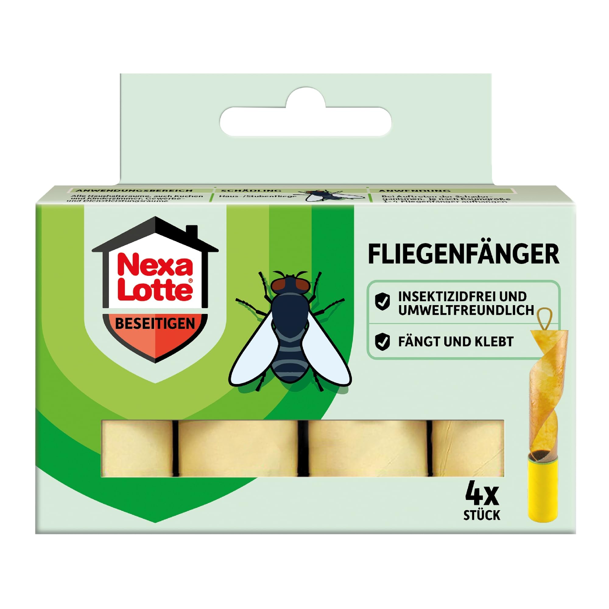 Nexa Lotte Fliegenfänger 4 Stück zum Bekämpfen von Fliegen mit hoher Klebekraft und Lockwirkung