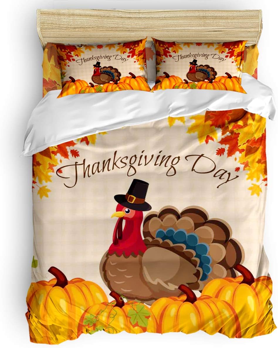 Findamy Thanksgiving Day Duvet Cover 4 Pieces (1 Duvet