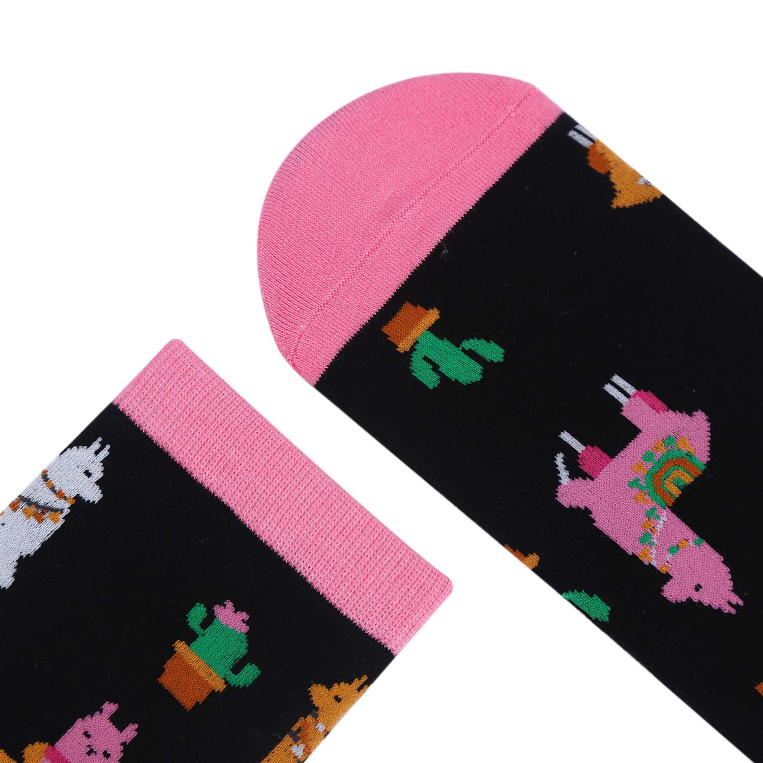 Womens Novelty Llamas Crew Socks Crazy Funny Cactus Casual Animals Dress Socks