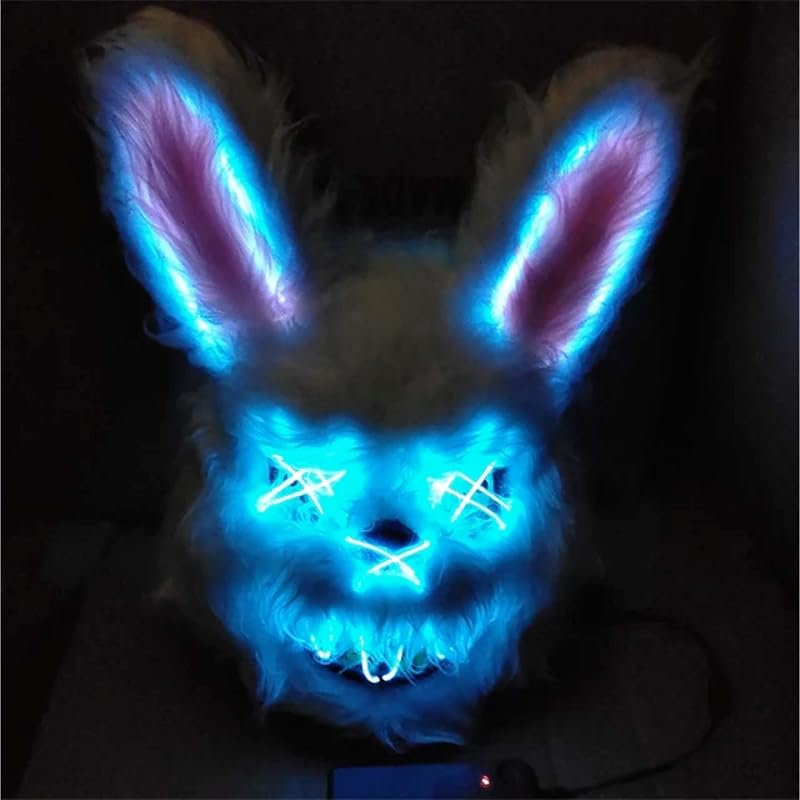 Horror Hase LED Grusel Maske - wie aus Purge steuerbar, Gesicht leuchtend, für Halloween, Fasching & Karneval als Kostüm für Herren & Damen (LED Horror Hase) — Foto 1 von 7