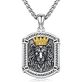 Lion Head Necklace 925 Sterling Silver Lion Pendant Necklace Lion Crown Lion King Jewelry Gift for Men